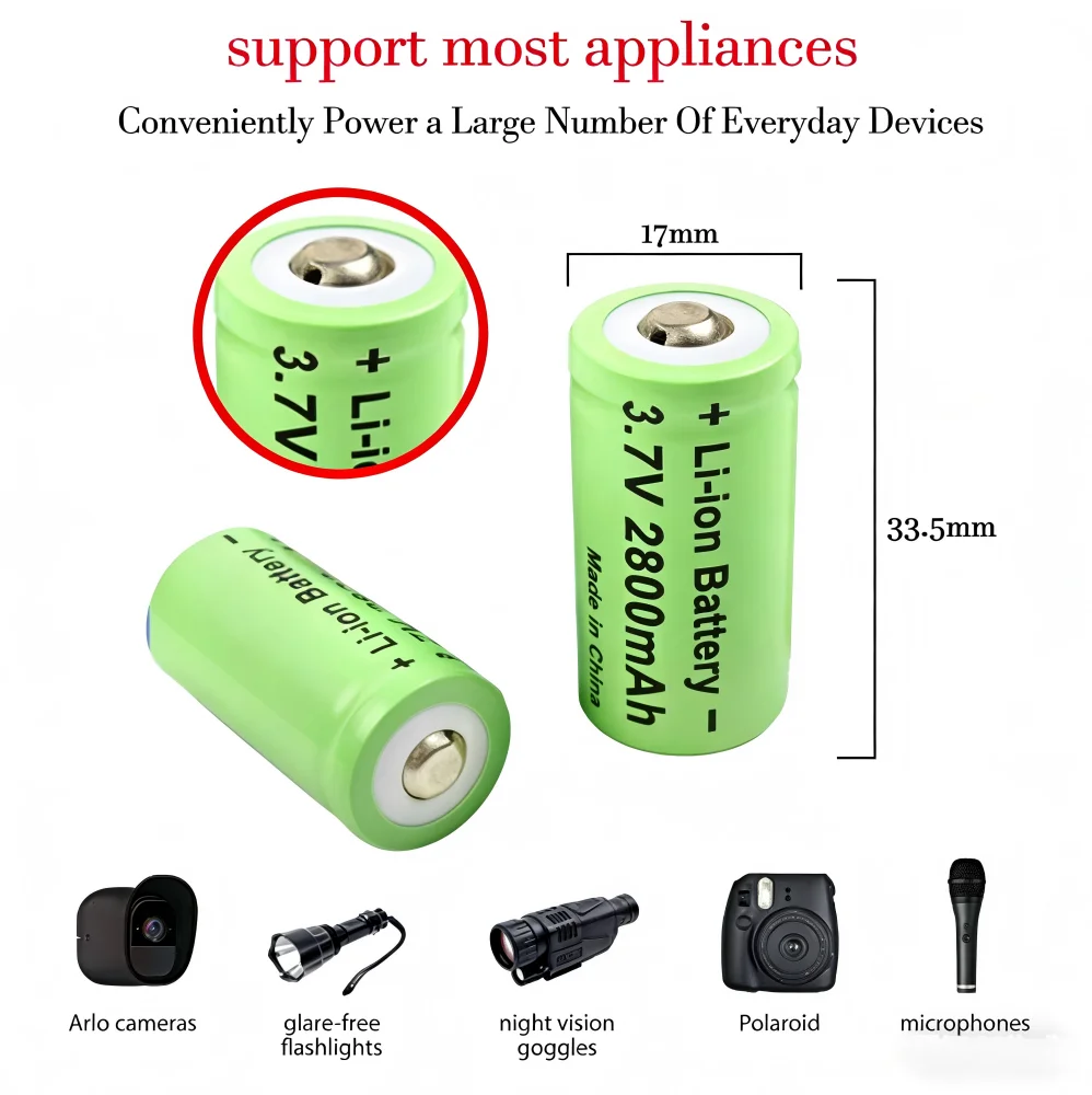 Batería recargable 16340 CR123A 3,7V para linterna y láser - imagen 4