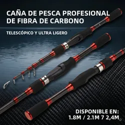 Caña telescópica de fibra de carbono DEUKIO ligera para spinning