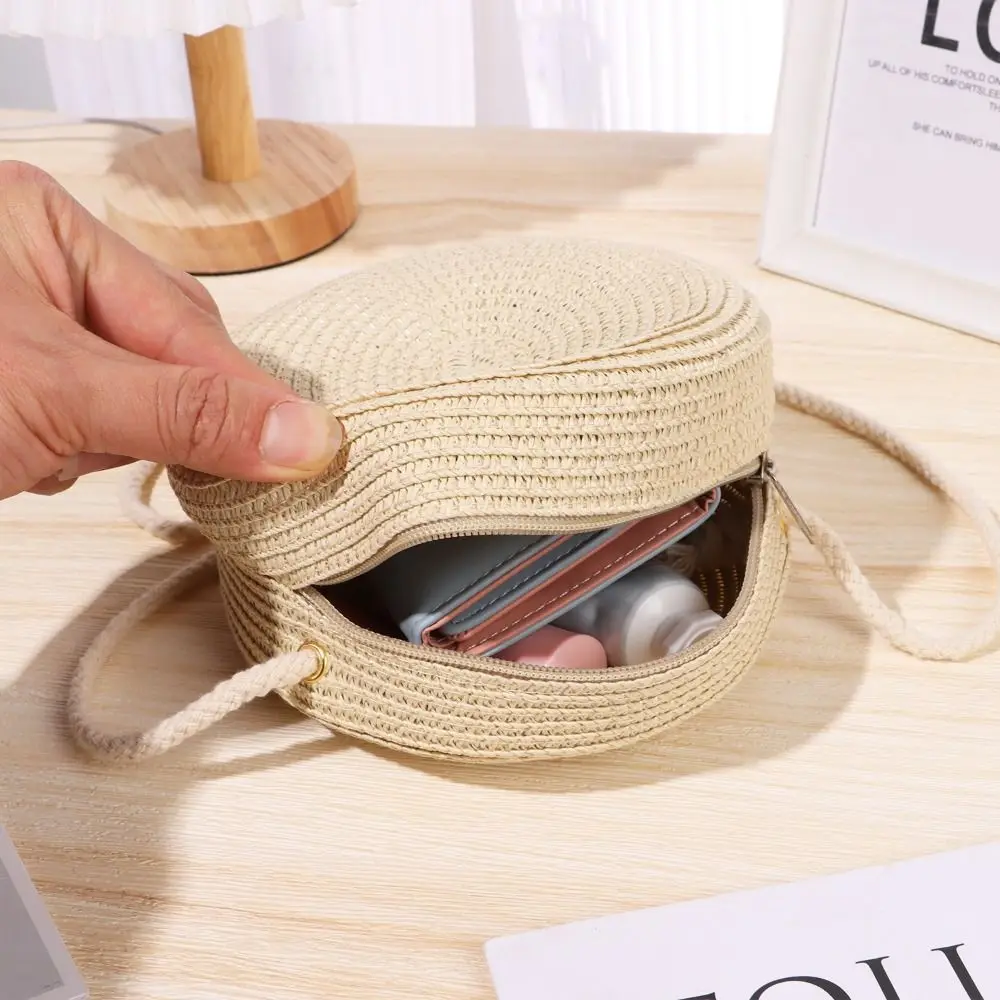 Bolso de playa de ratán tejido para mujer y niña
