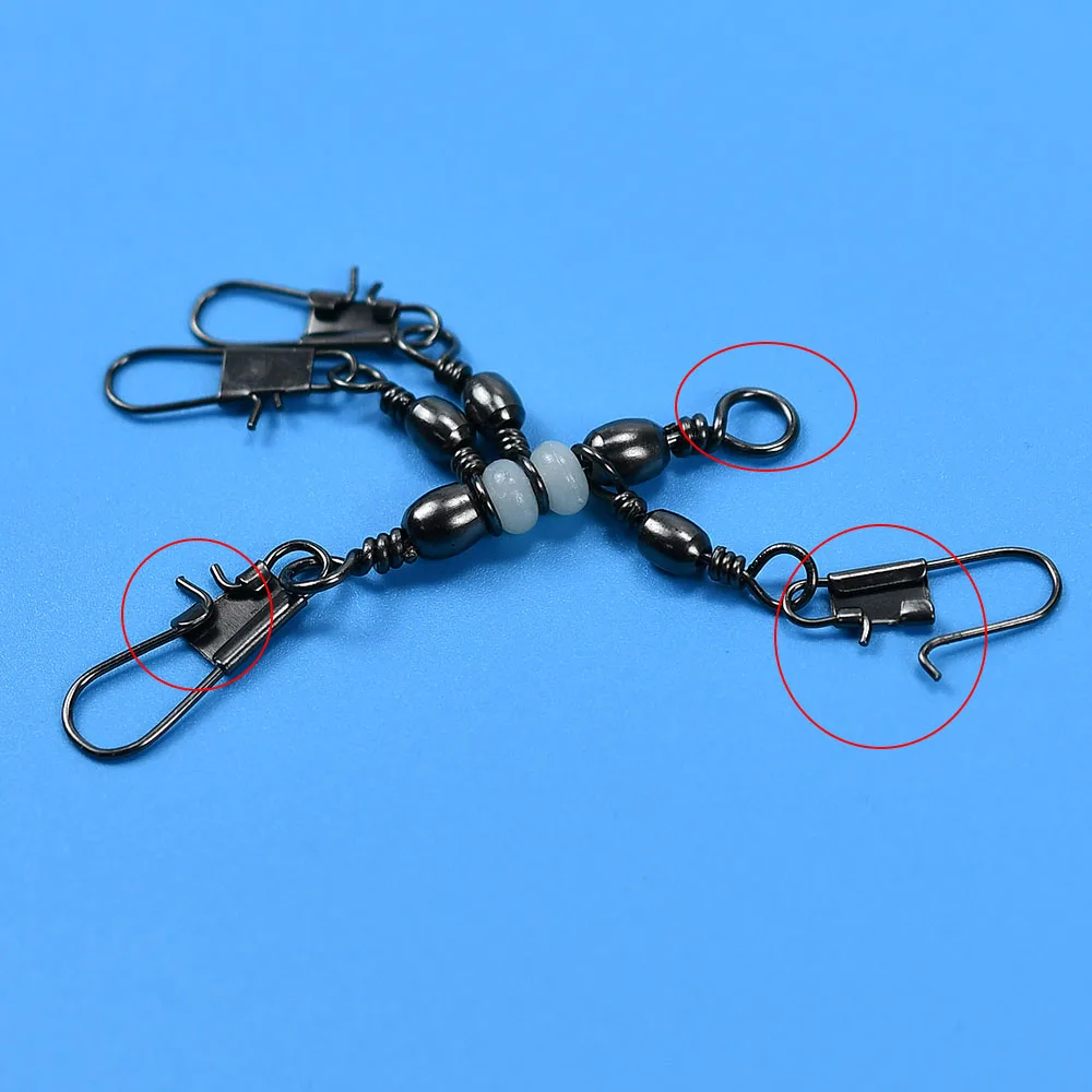 Conectores giratorios 3 vías con mosquetón y anillo de acero - imagen 2