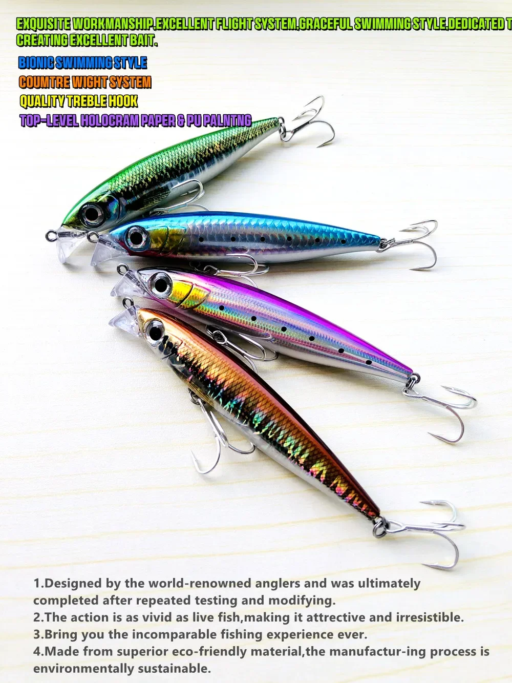 Variedad de colores del señuelo GREENSPIDER wobbler jerkbait