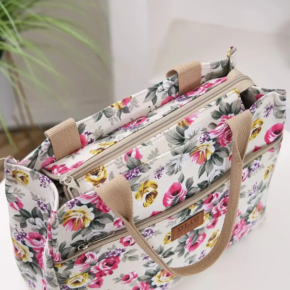 Interior y forma de la bolsa de lona para almuerzo y picnic