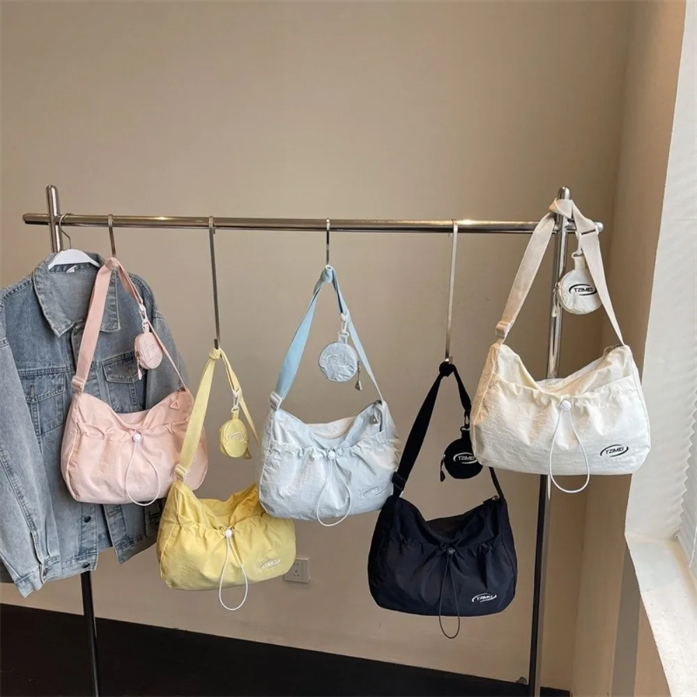 Bolso tote de lona nailon con cordón y bandolera grande para mujer - imagen 4