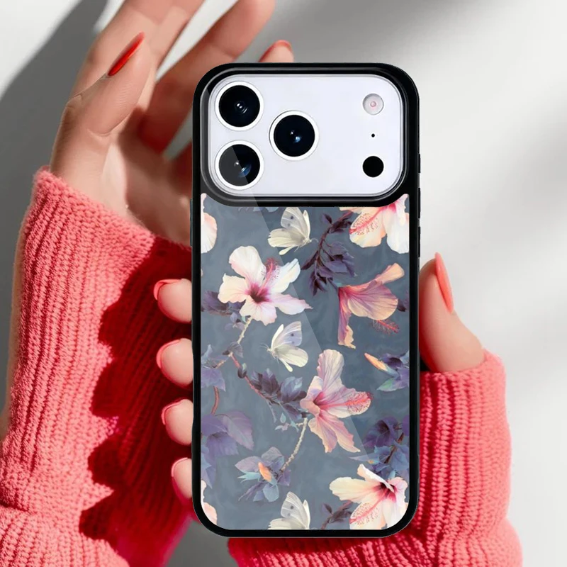 Funda para Teléfono con Flores Tropicales para iPhone 17 Air 16e 15 14 13 Pro Max