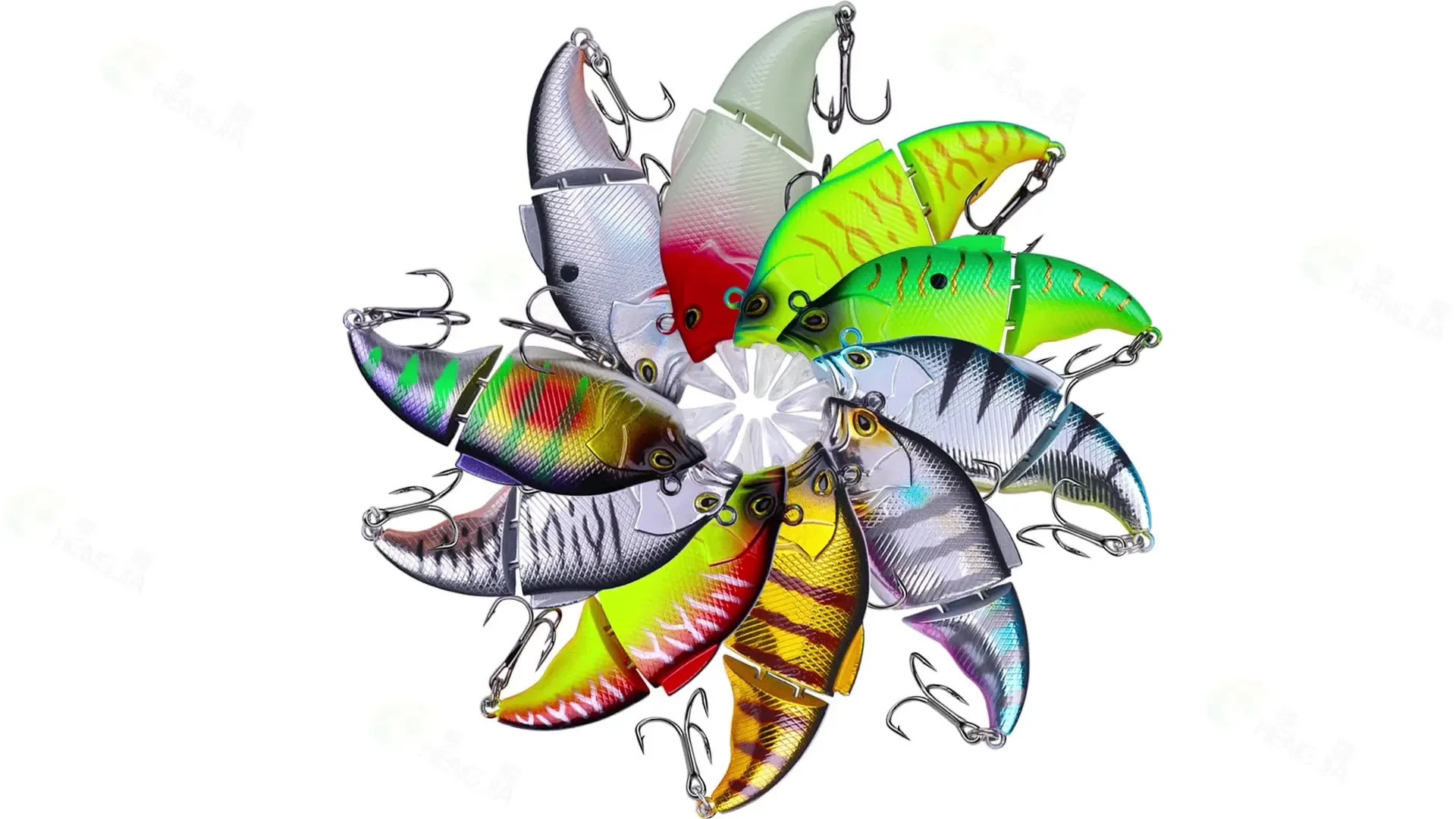 Señuelo VIB multisección con doble articulación para simular natación realista de peces