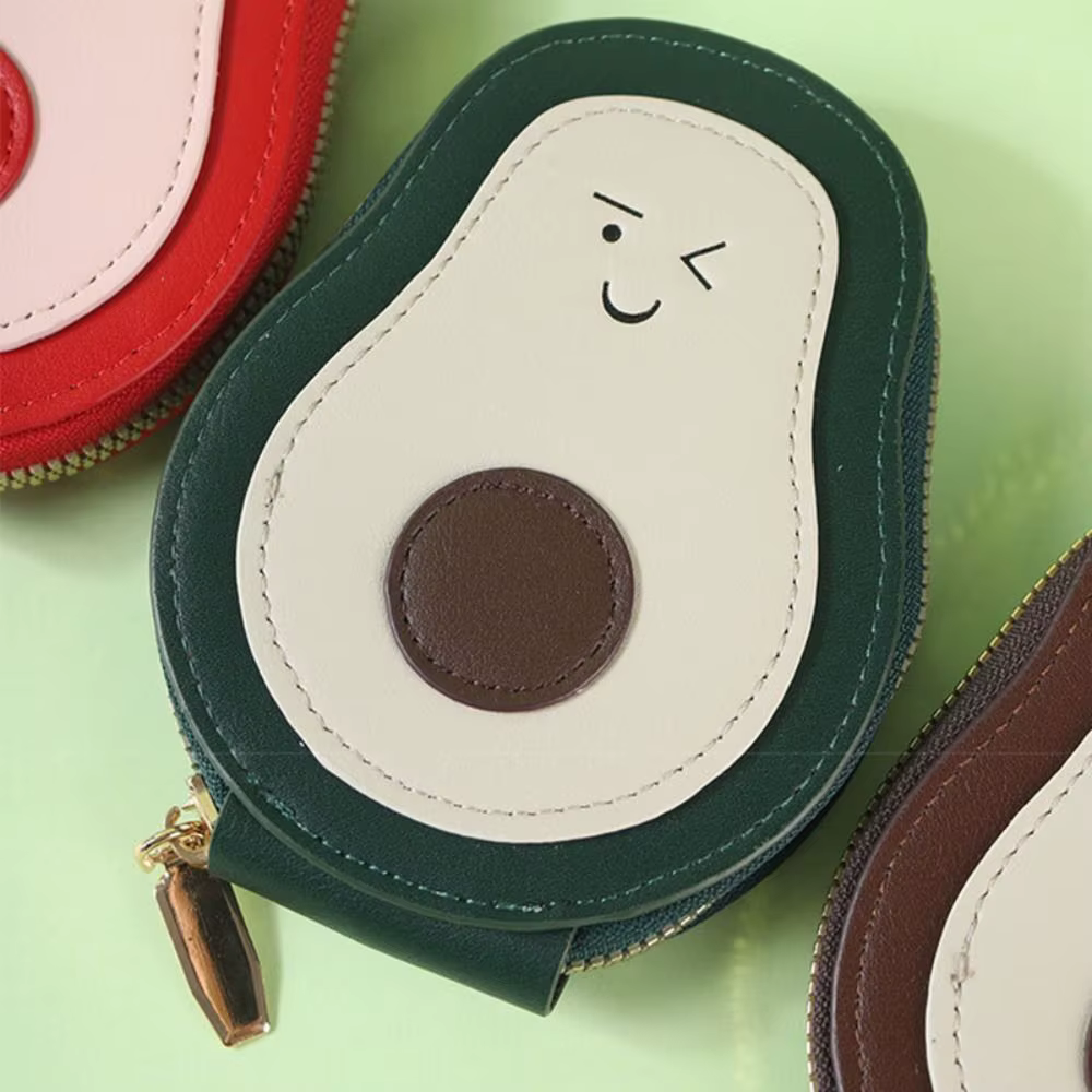 Tarjetero Mini Mujer Cuero PU - Diseño Aguacate con 11 Bolsillos