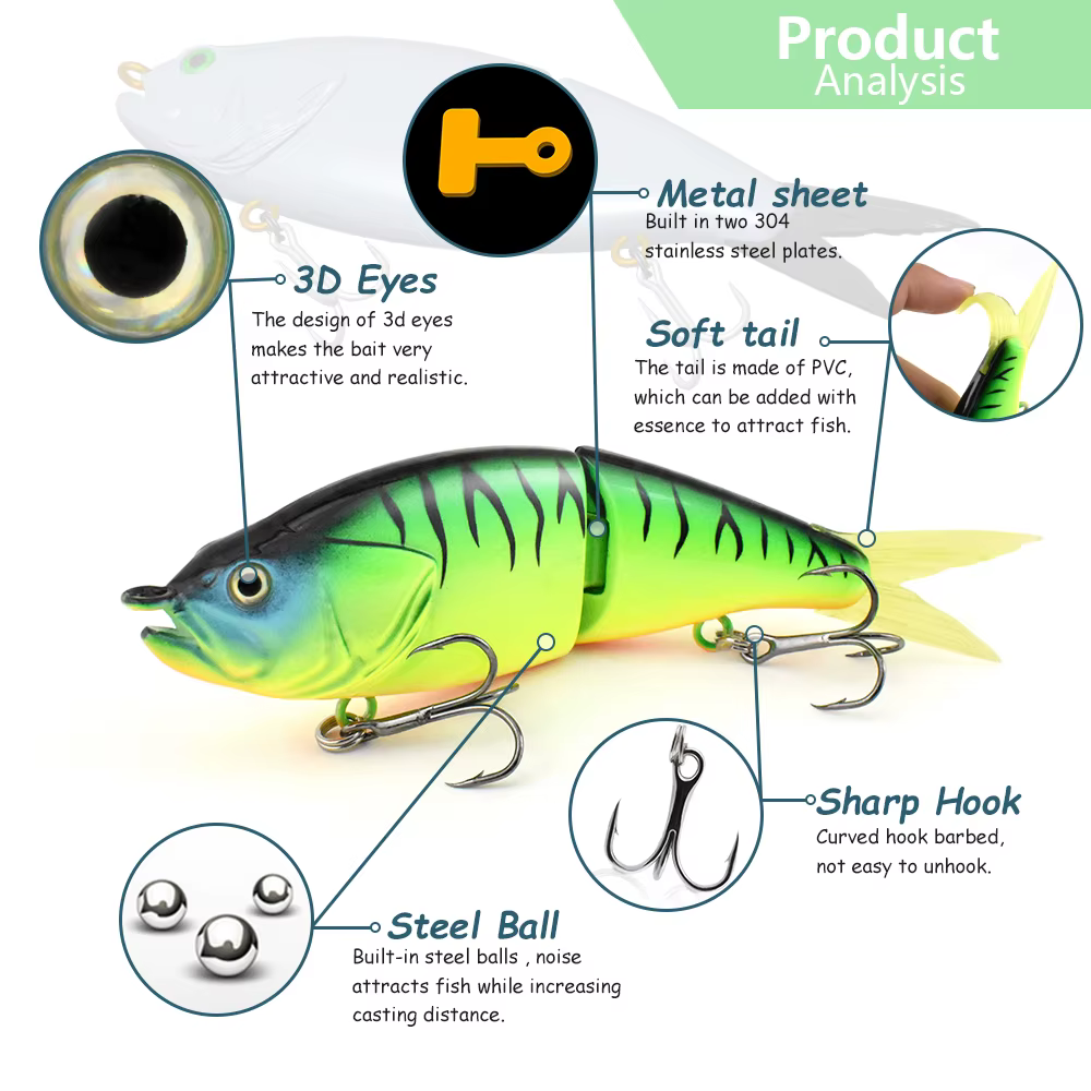 Señuelo Glide Bait Shad ABS Resistente para Agua Salada - imagen 5