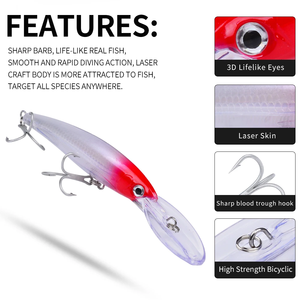 Proberos señuelo flotante tipo minnow para lubina salada – largo - imagen 5