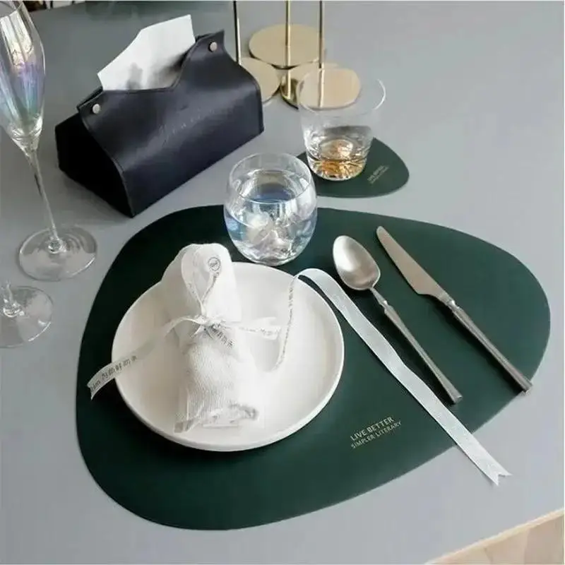 Mantel individual de cuero PU aislante antideslizante para mesa - imagen 3