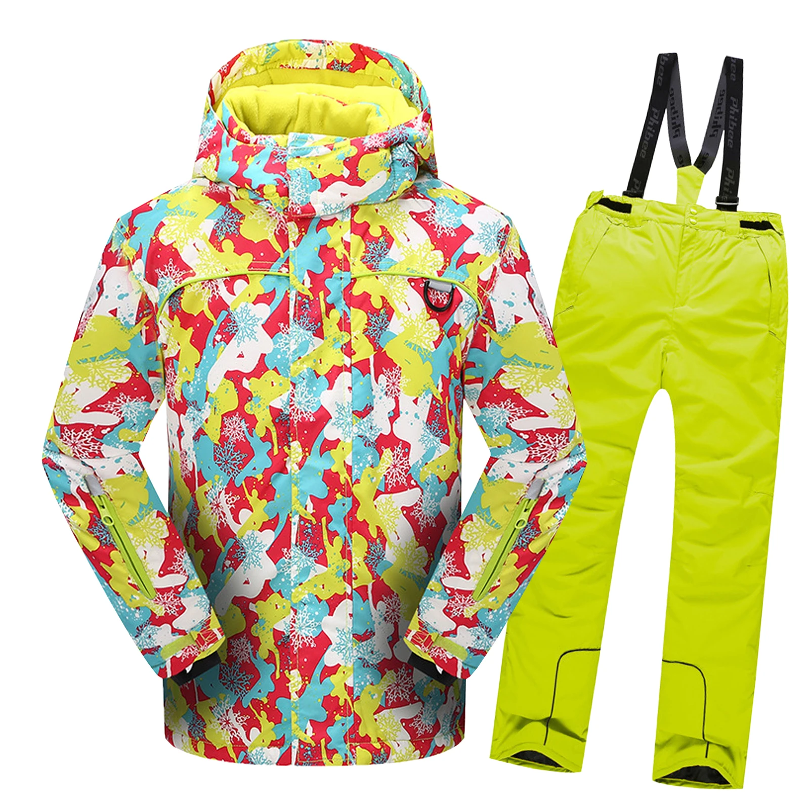 Traje de nieve infantil impermeable con forro polar y capucha - imagen 2