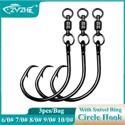 ZYZ Anzuelos circulares con anillo giratorio 6/0–10/0 antienredos