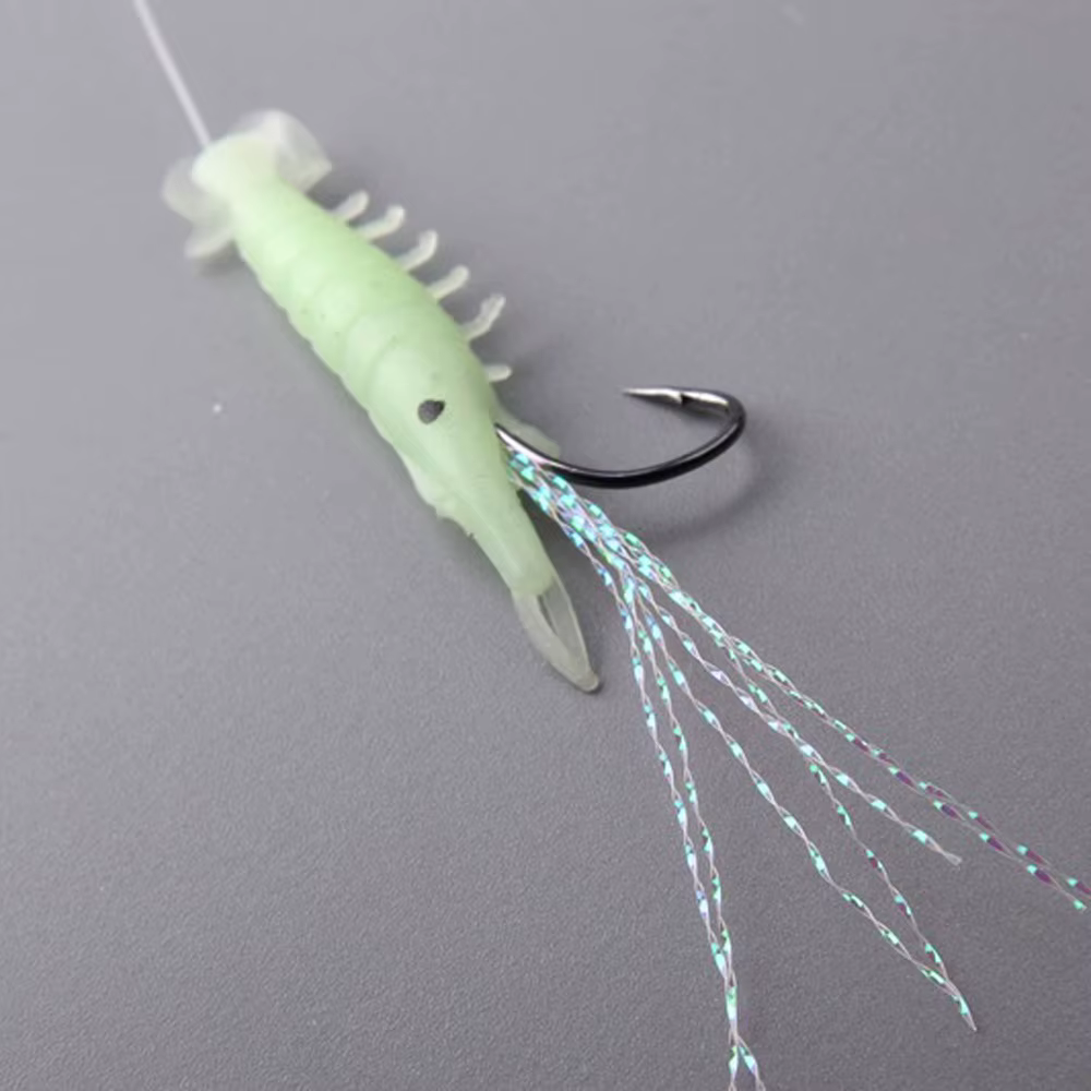 DNDYUJU Vinilo Luminoso Camarón – Señuelo brillante para pesca