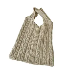 Bolso Tote de Ganchillo con Diseño de Trenza para Mujer