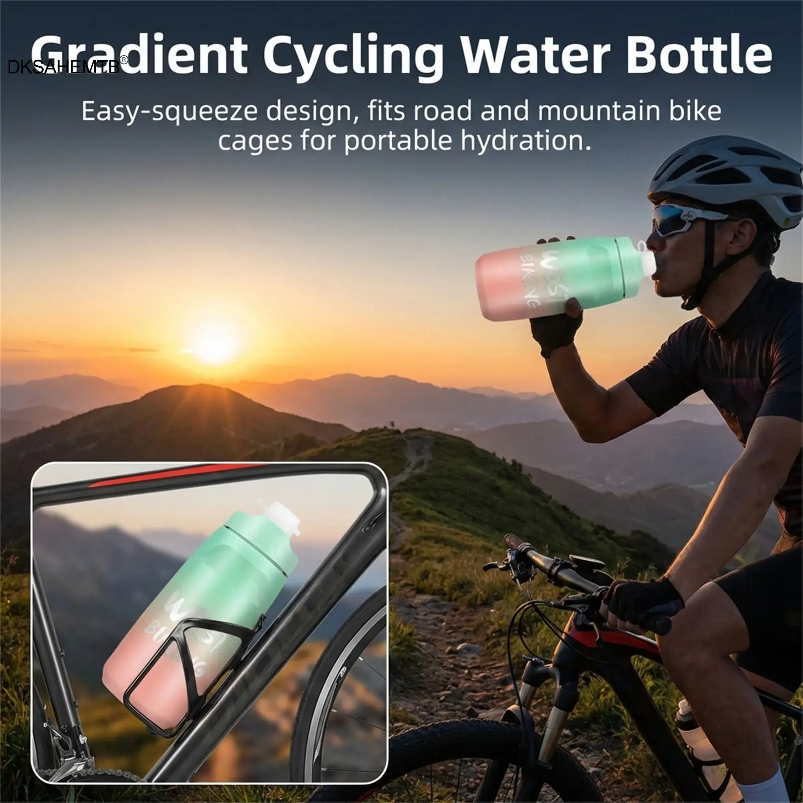 Botella de agua para bicicleta degradado con agarre ergonómico - imagen 5