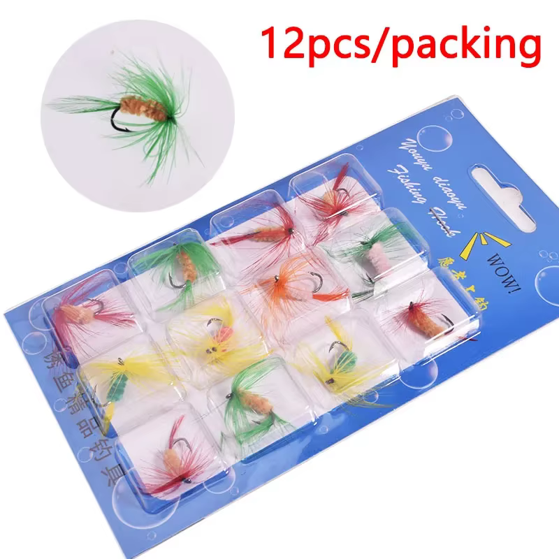 Señuelos de mosca artificial con plumas - anzuelos triples para carpa - imagen 3