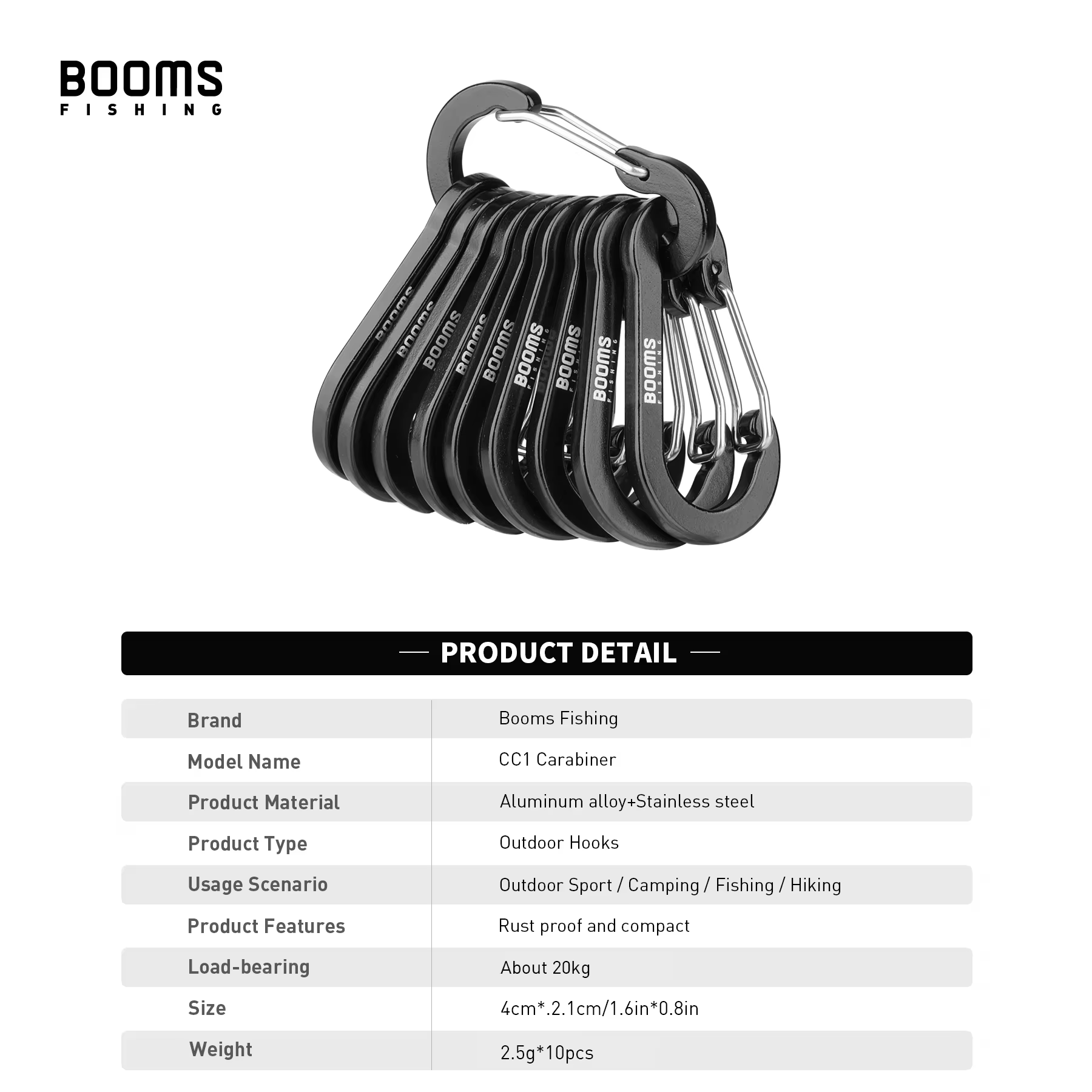 Booms Fishing CC1 mosquetón de pesca en aluminio - imagen 5