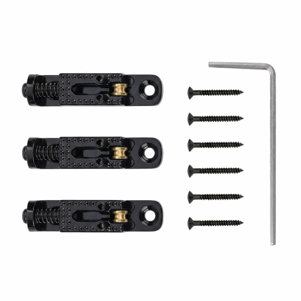 Puente de guitarra eléctrica de metal negro con tornillos y llave - imagen 4