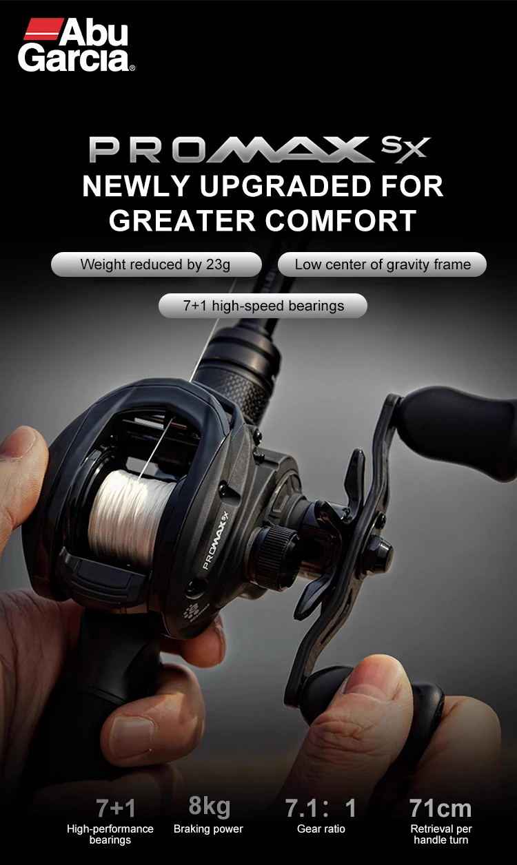 Abu Garcia PMAX SX Baitcasting Reel con cuerpo negro mate