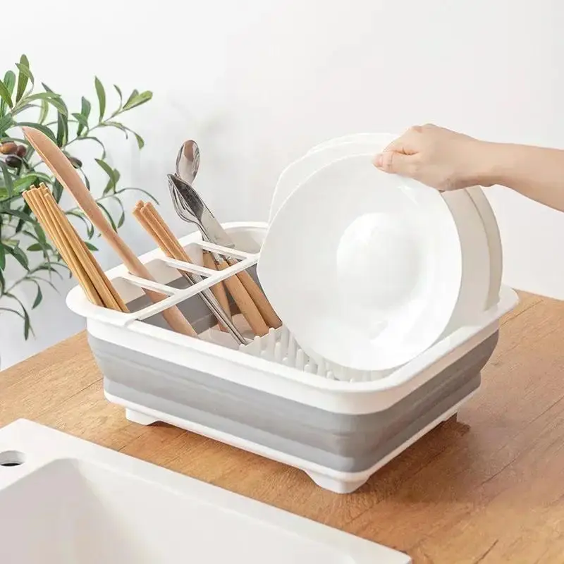 Escurridor plegable multifuncional para vajilla, organizador práctico - imagen 3