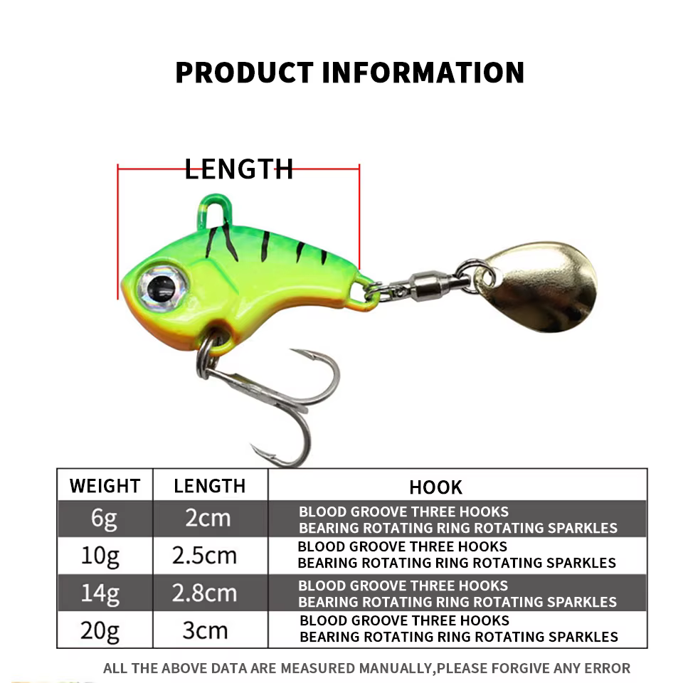 ToplineTackle Señuelo giratorio VIB de metal para lubina y trucha