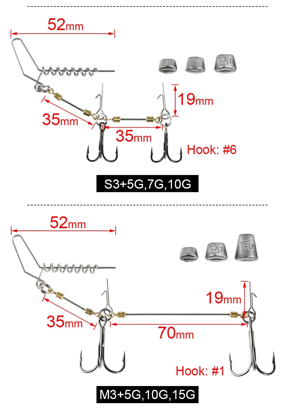 Stinger Rig montado con swimbait en acción