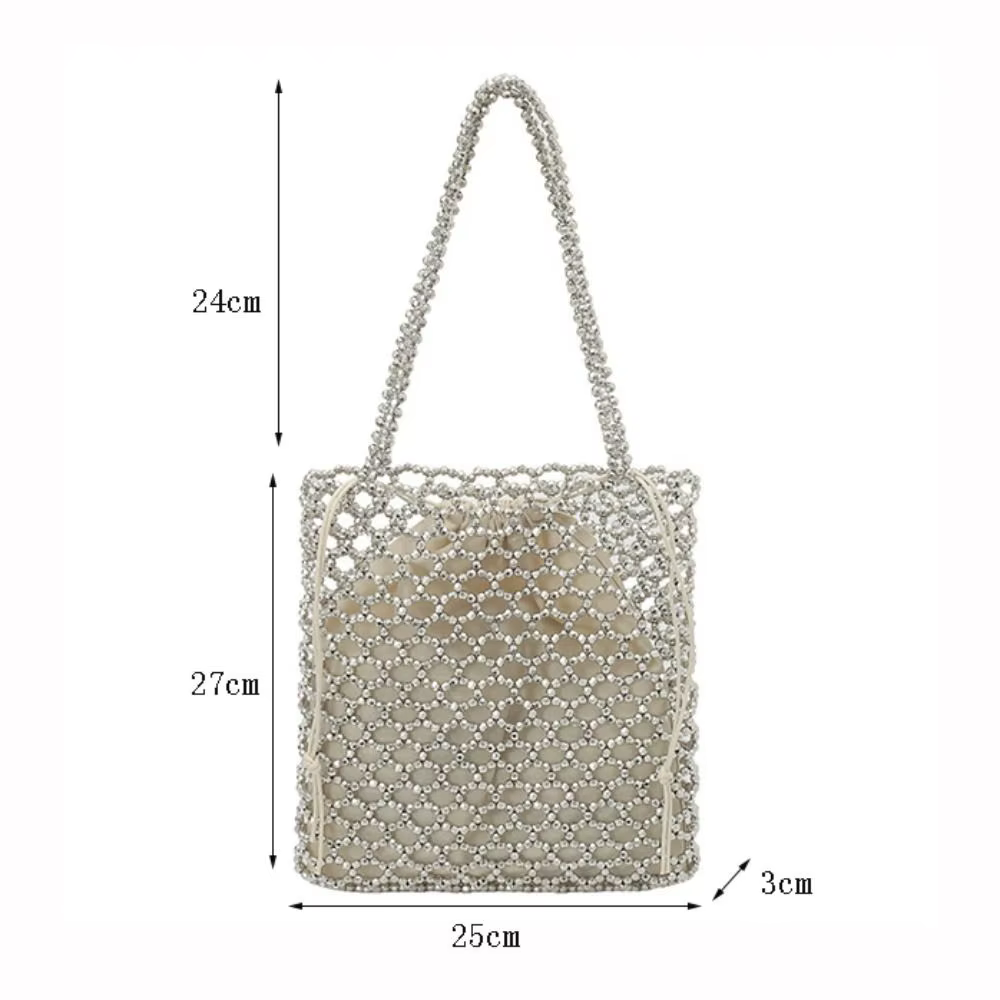 Bolso Tote Decorado con Perlas y Cristales Brillantes - imagen 5