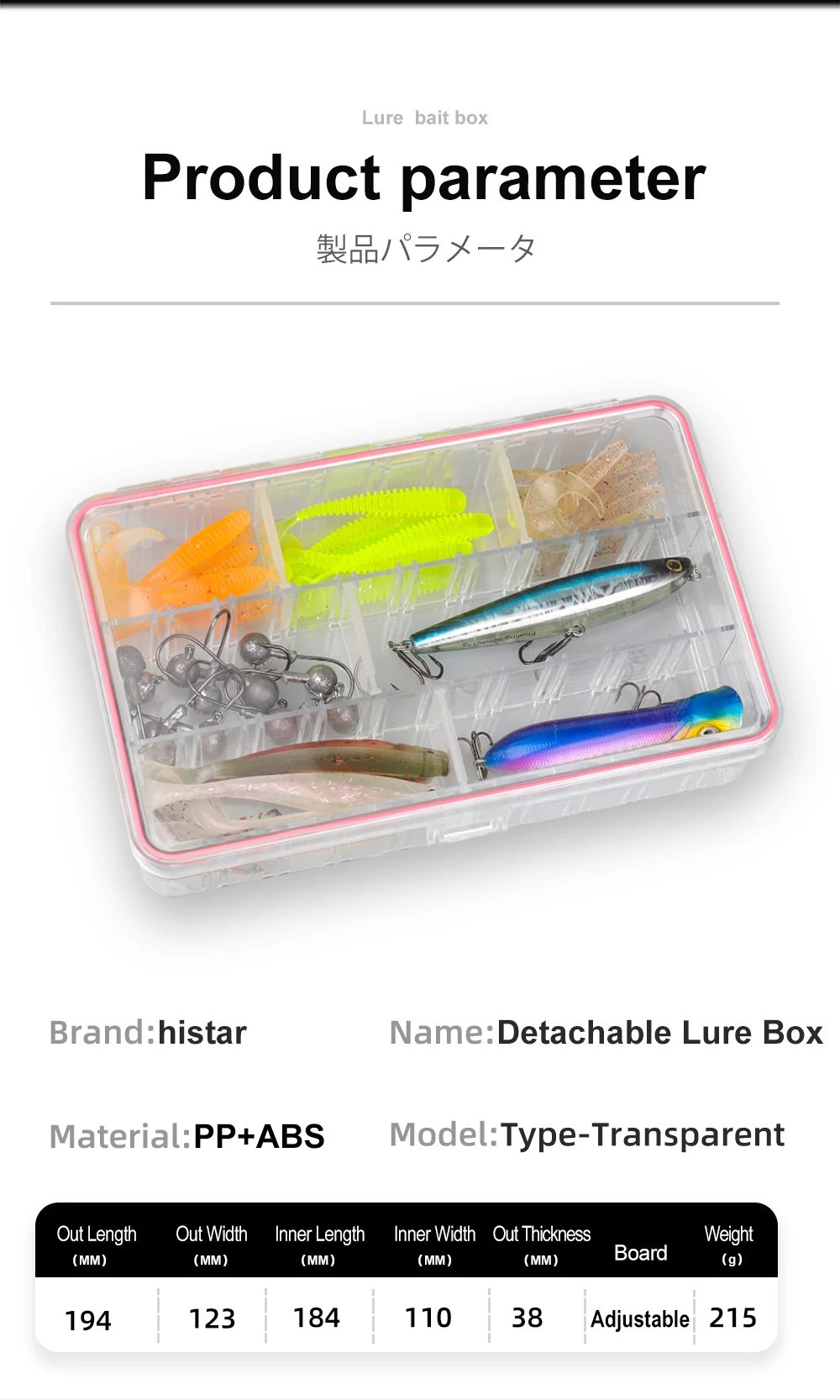 Caja abierta mostrando capacidad doble cara