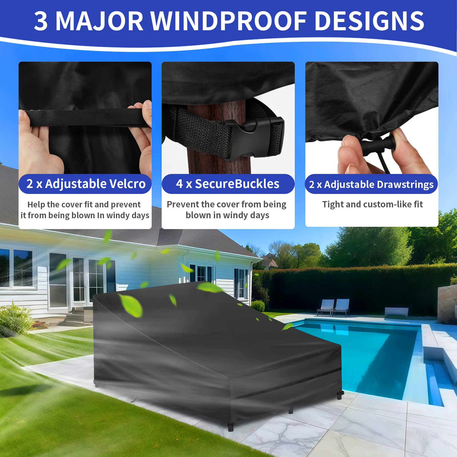 Funda para tumbona de ratán Oxford 210D apilable impermeable Anti UV - imagen 3