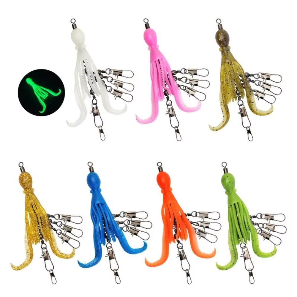 Carnada pulpo silicona anillo sólido conector – set pins pesca - imagen 4