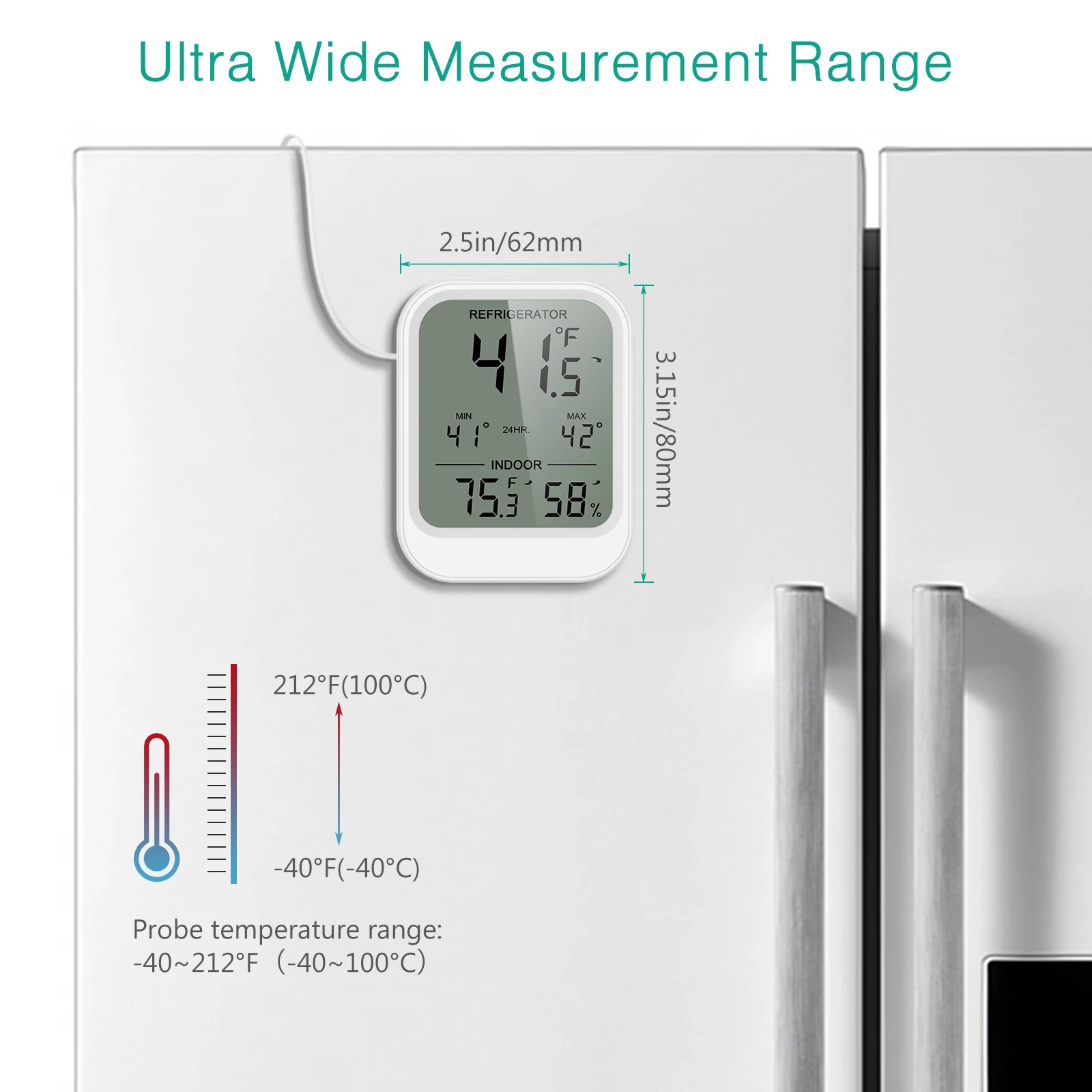 Pantalla del termómetro ORIA mostrando temperatura y humedad