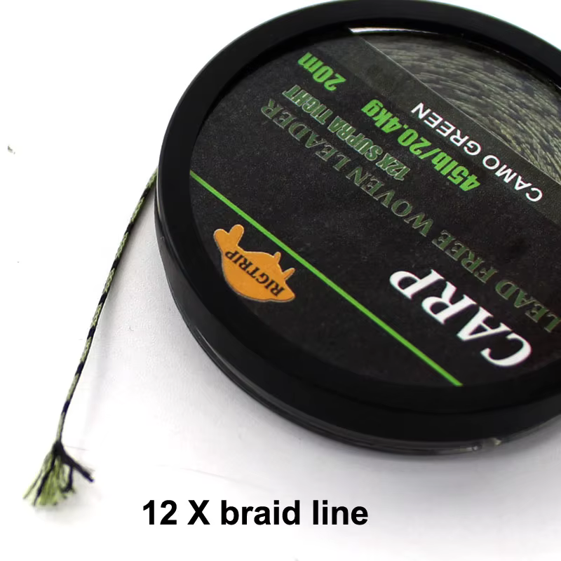 Línea de líder trenzada verde camuflaje 45LB para carpa - imagen 3