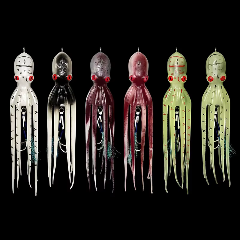 Cebo de pulpo Bazooka para jigging barco – Cola larga UV fosforescente - imagen 3