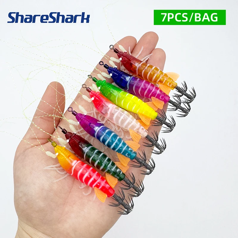 ShareShark Señuelo fluorescente de gamba para calamar - imagen 3