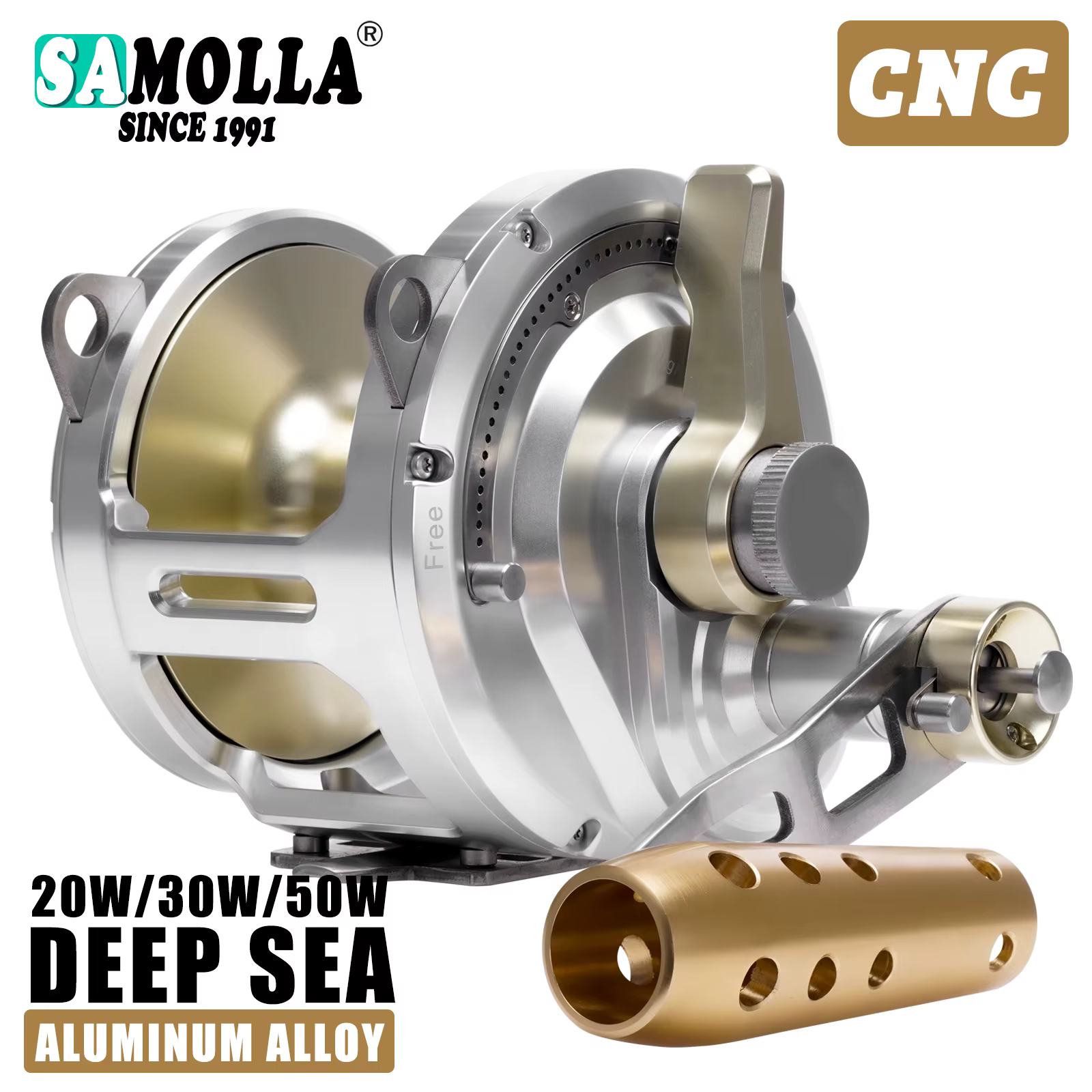 Carrete Slow Jigging Samolla Aluminio CNC 30W/50W Freno 28kg - imagen 3