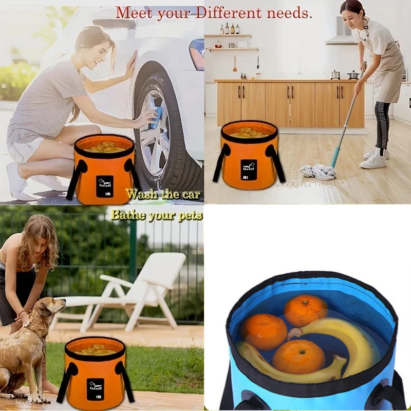 Cubo plegable para almacenar agua con correas, pensado pesca - imagen 5