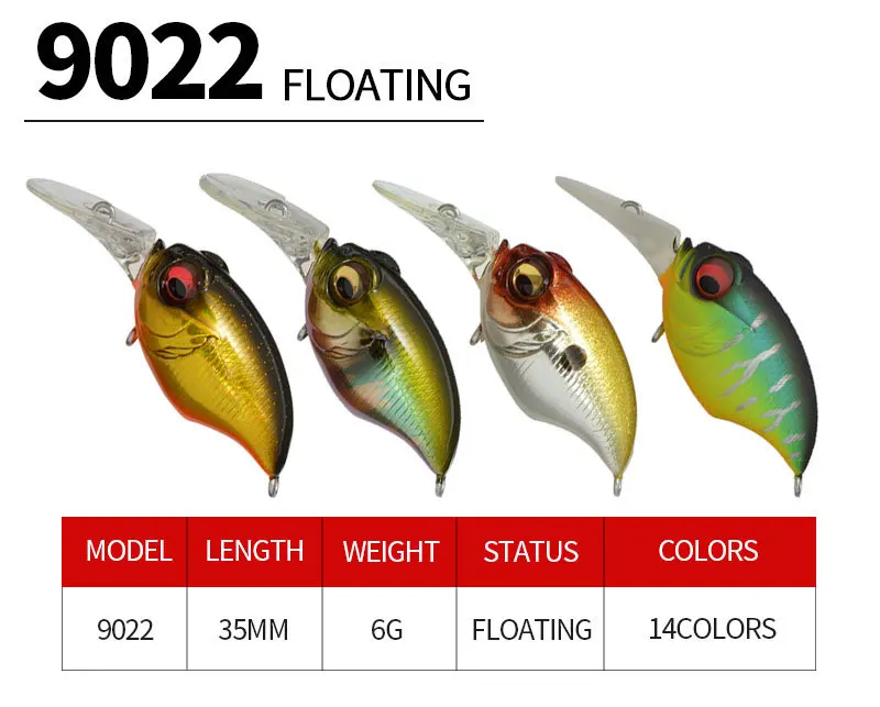 Señuelos crank tipo Griffon con acabado para pesca