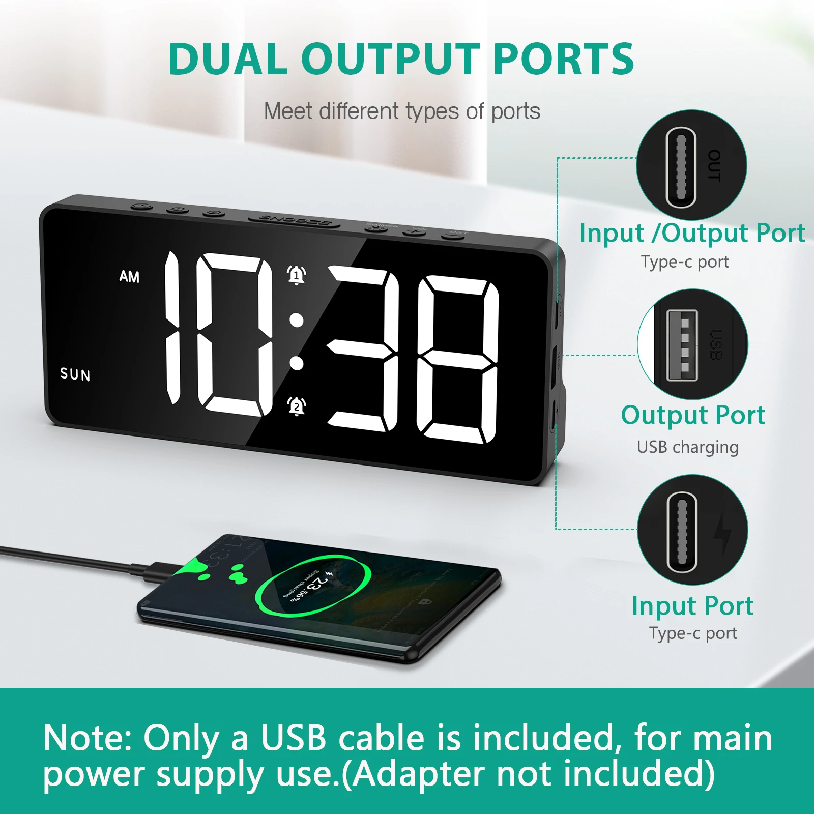 Reloj despertador digital AMIR con pantalla LED grande y 4 alarmas - imagen 3