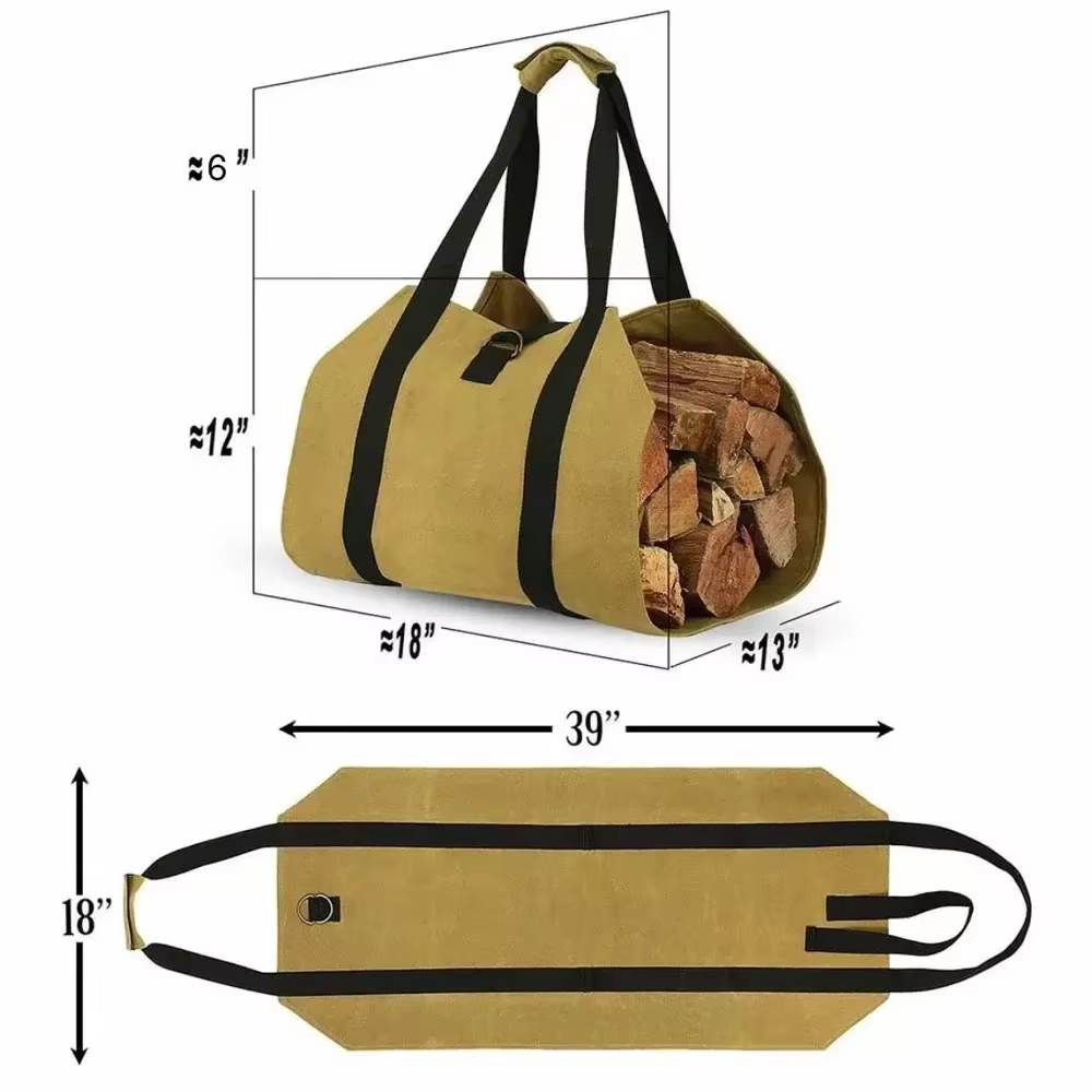 Bolsa de lona para leña – Gran capacidad y transporte cómodo - imagen 5