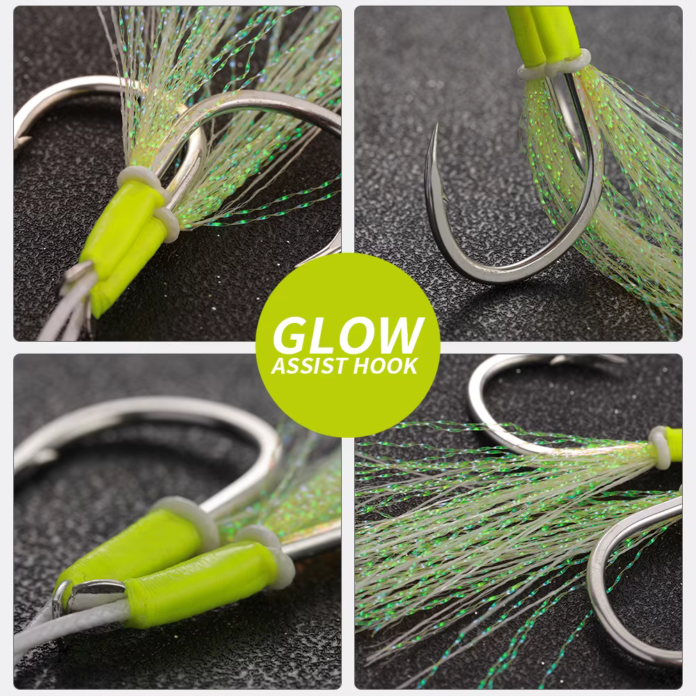Anzuelos Doble Asistencia Jiggingpro Slow Jigging Marino Fluorescentes - imagen 4