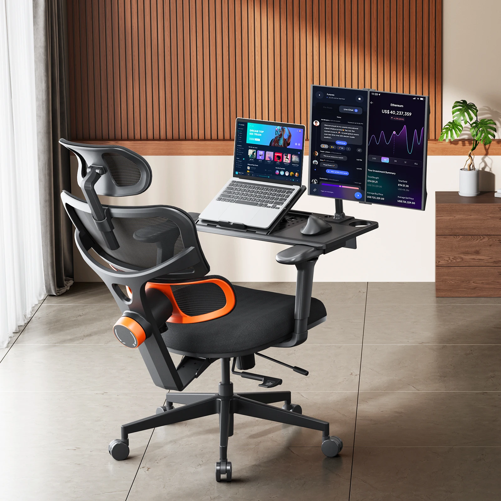Silla ergonómica NEWTRAL NT001 con soporte lumbar y reposacabezas - imagen 4