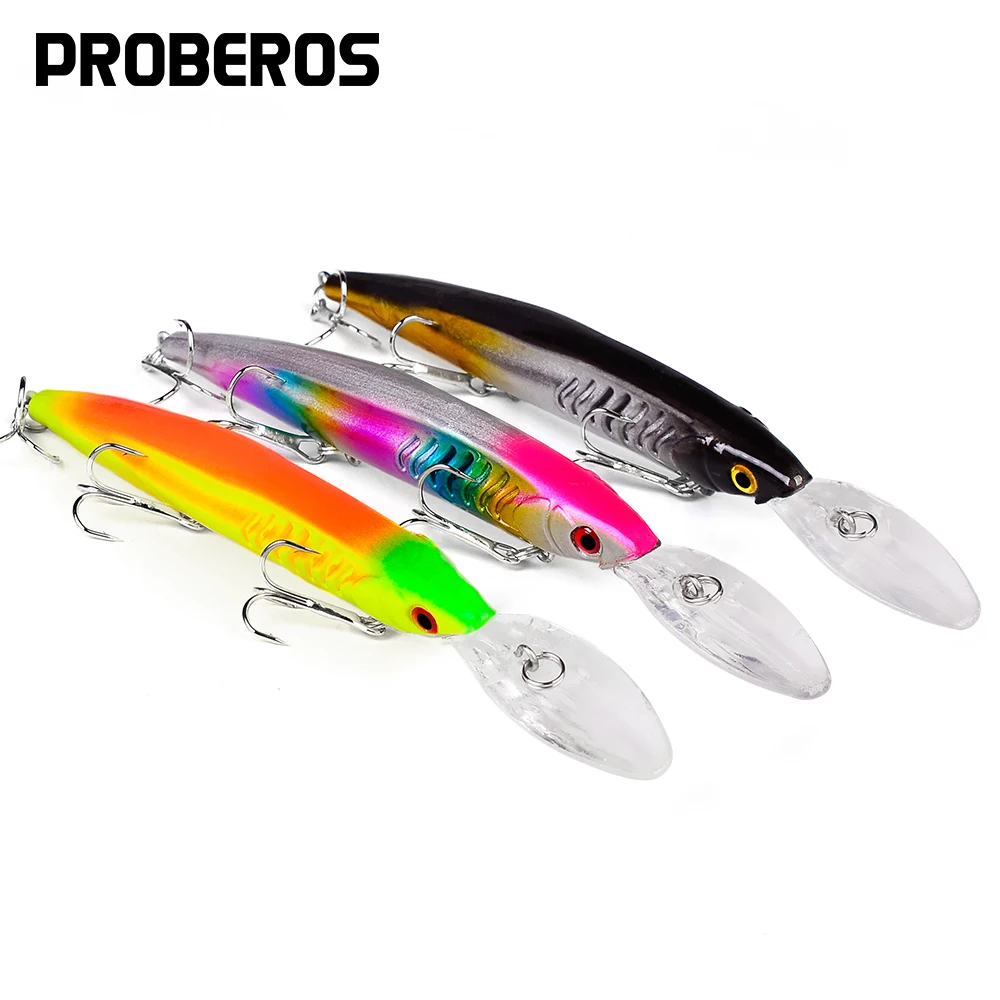 PROBEROS señuelo Minnow duro para pesca profunda con anzuelos afilados - imagen 4