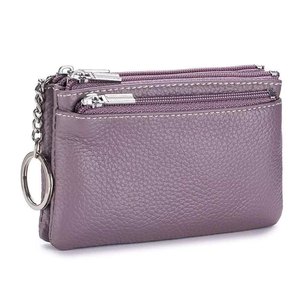 Cartera de cuero con cremallera vista lateral