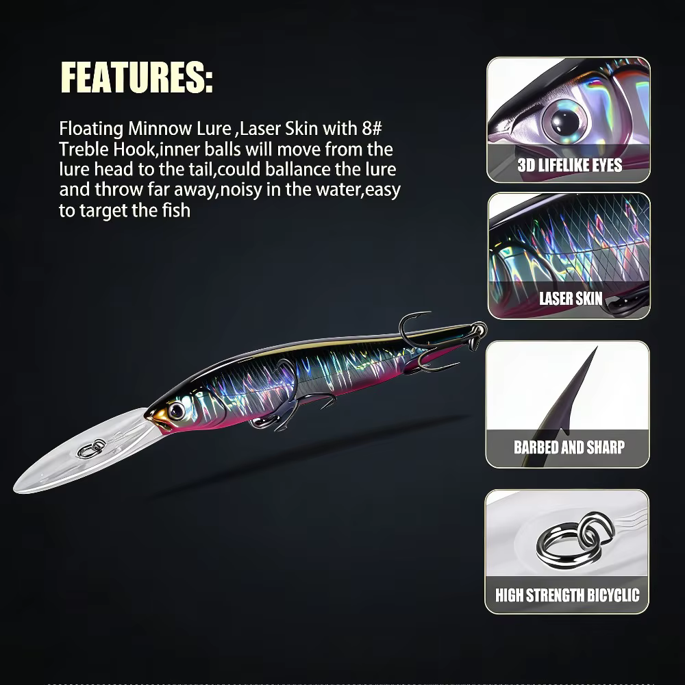 Jerkbait Minnow 107SP 8g – 107mm hundimiento 2,5-3,5m lubina - imagen 4