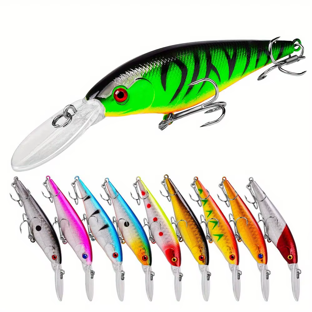 Señuelos Wobbler duros con anzuelos triples para lubina y lucio - imagen 2