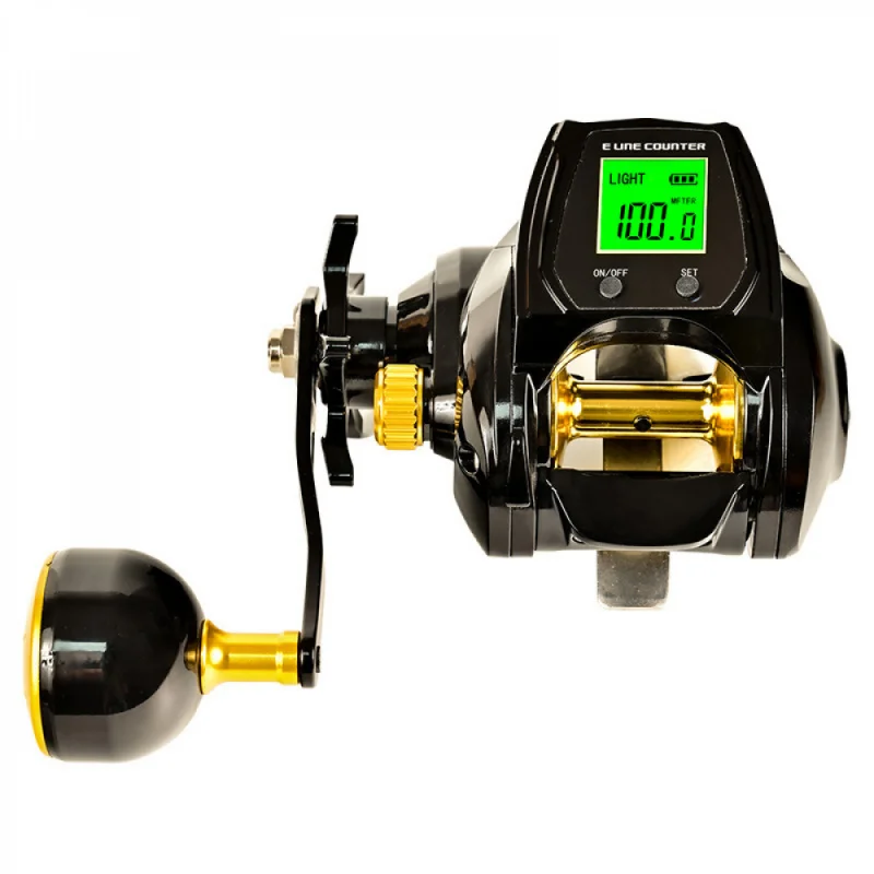 Carrete baitcasting digital impermeable para agua salada, manivela larga - imagen 3