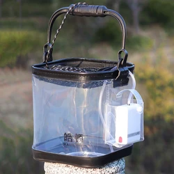 Cubo plegable EVA con bomba de oxígeno para peces vivos