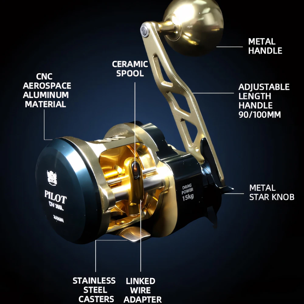 Carrete Slow Jigging RANMI PILOT DV300 para trolling y barco agua salada - imagen 2