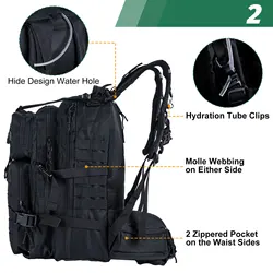 Mochila de pesca Goture negra camuflaje para viajes y senderismo