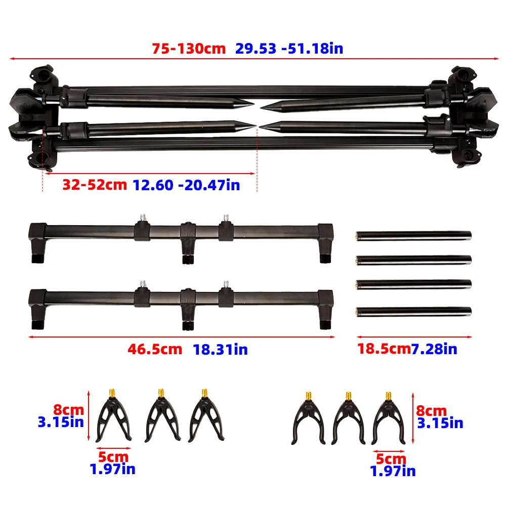 Soporte para cañas HIRISI ajustable plegable de aluminio para carpas - imagen 3