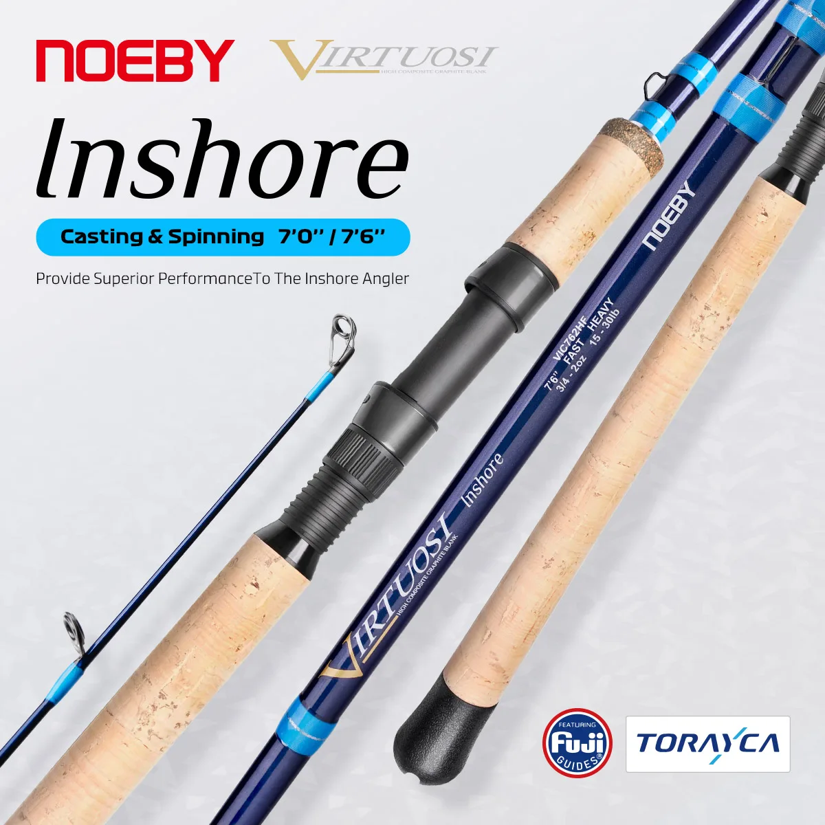 Caña spinning NOEBY para pesca costera en agua salada